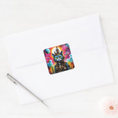 Steampunk Space Cat II Vierkante Sticker (Envelop)