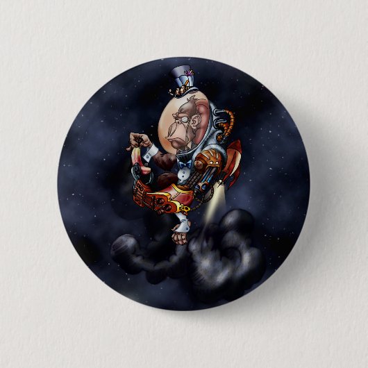 Steampunk Space Chimp Ronde Button 5,7 Cm (Voorkant)