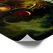 Steampunk Spaceman Astronaut en de maan Poster (Hoek)