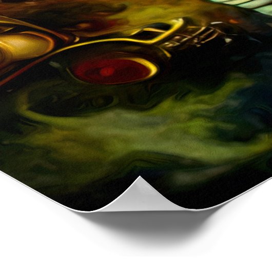 Steampunk Spaceman Astronaut en de maan Poster (Hoek)