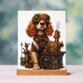 Steampunk Spaniel � Victoriaanse Hondenuitvinder Acryl Bord (Neutraal)