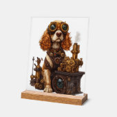 Steampunk Spaniel � Victoriaanse Hondenuitvinder Acryl Bord (Hoek)