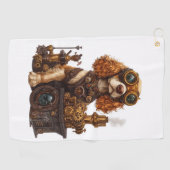 Steampunk Spaniel � Victoriaanse Hondenuitvinder Golfhanddoek (Horizontaal)
