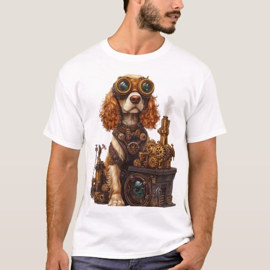 Steampunk Spaniel - Victoriaanse Hondenuitvinder T-shirt (Voorkant)