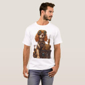 Steampunk Spaniel - Victoriaanse Hondenuitvinder T-shirt (Voorkant volledig)
