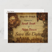  Steampunk sparen de Klok van de Telling van de Da Aankondigingskaart (Voorkant / Achterkant)