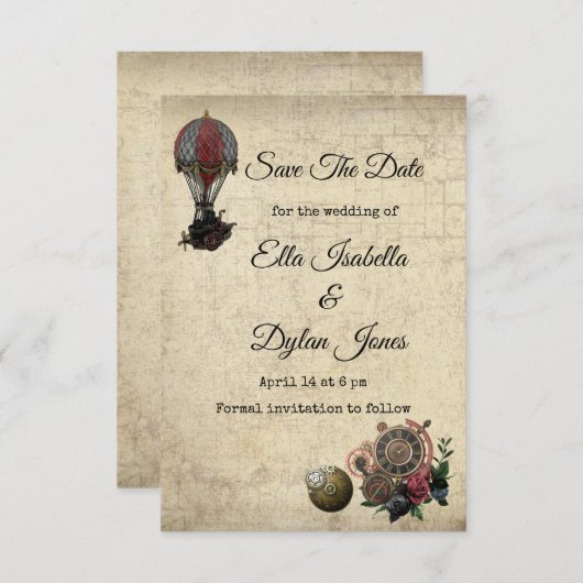Steampunk sparen de Mededeling van de Datum Kaart (Voorkant / Achterkant)