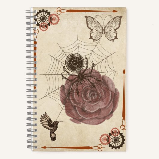 Steampunk Spider Net Notitieboek (Voorkant)
