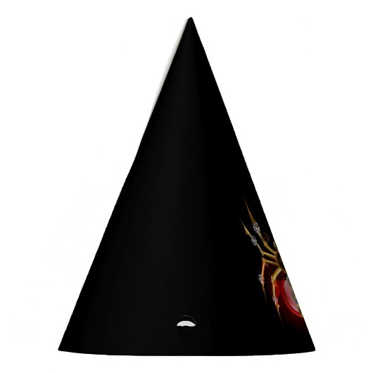 Steampunk spider on black feesthoedjes (Links)