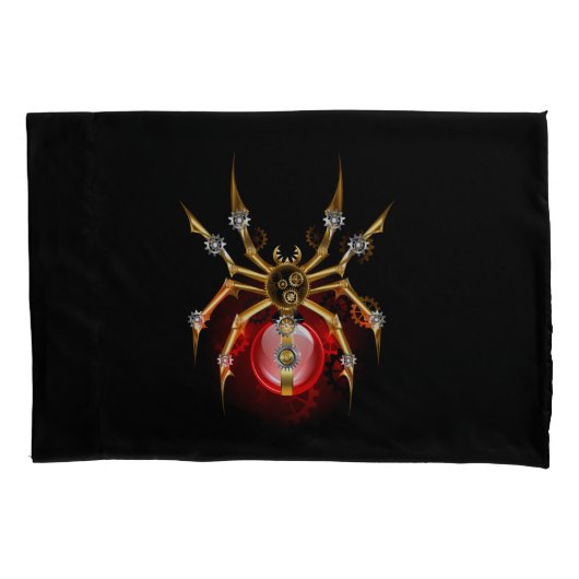 Steampunk spider on black kussensloop (Voorkant)