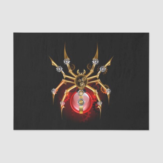 Steampunk spider on black tissuepapier (Voorkant)