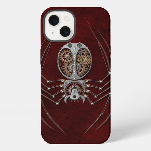 Steampunk Spider on Deep Red iPhone Hoesje (Achterkant)