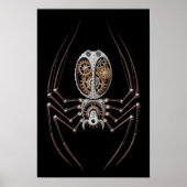 Steampunk Spider op Black Poster (Voorkant)