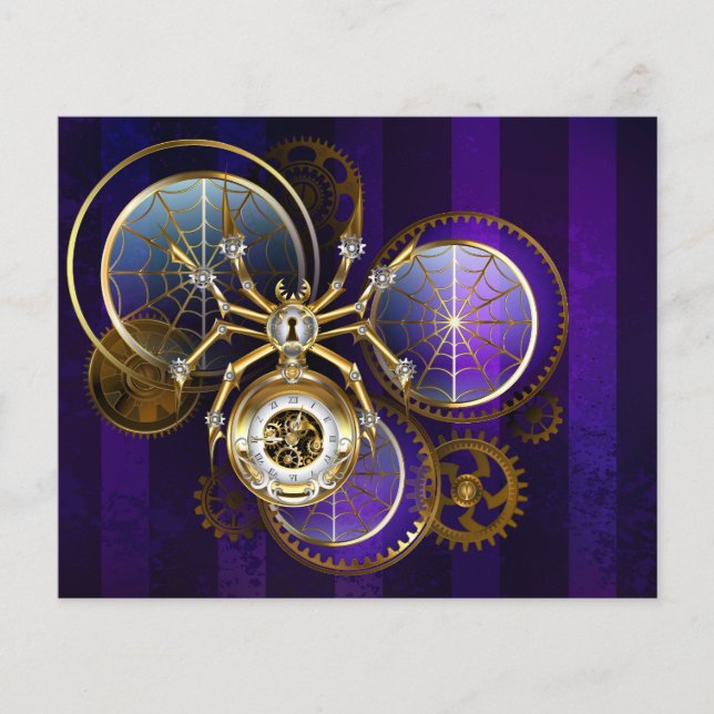 Steampunk Spider op Paarse achtergrond (Voorkant)