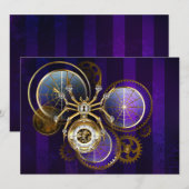 Steampunk Spider op Paarse achtergrond Aankondiging (Voorkant / Achterkant)