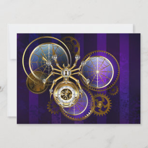Steampunk Spider op Paarse achtergrond Aankondiging