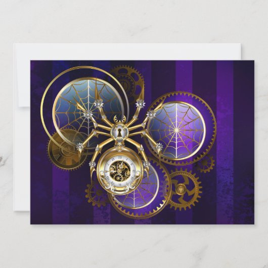 Steampunk Spider op Paarse achtergrond Aankondiging (Voorkant)