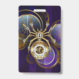 Steampunk Spider op Paarse achtergrond Badge