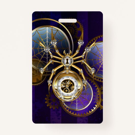Steampunk Spider op Paarse achtergrond Badge (Voorkant)