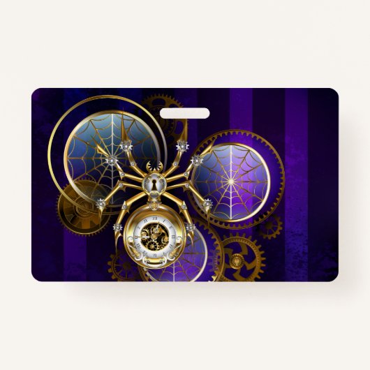 Steampunk Spider op Paarse achtergrond Badge (Voorkant)