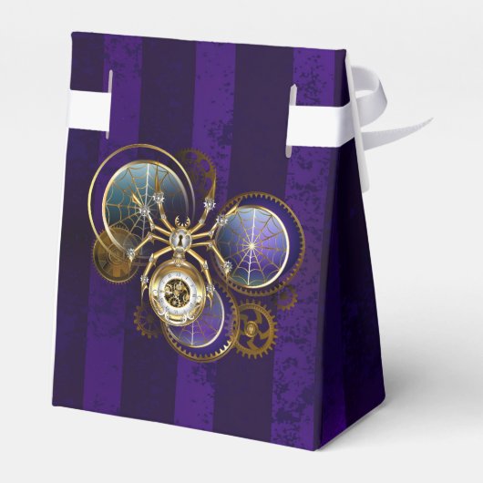 Steampunk Spider op Paarse achtergrond Bedankdoosjes (Achterkant)