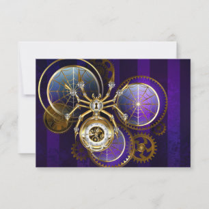 Steampunk Spider op Paarse achtergrond Bedankkaart