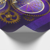 Steampunk Spider op Paarse achtergrond Cadeaupapier (Hoek)