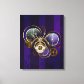 Steampunk Spider op Paarse achtergrond Canvas Afdruk (Voorkant)
