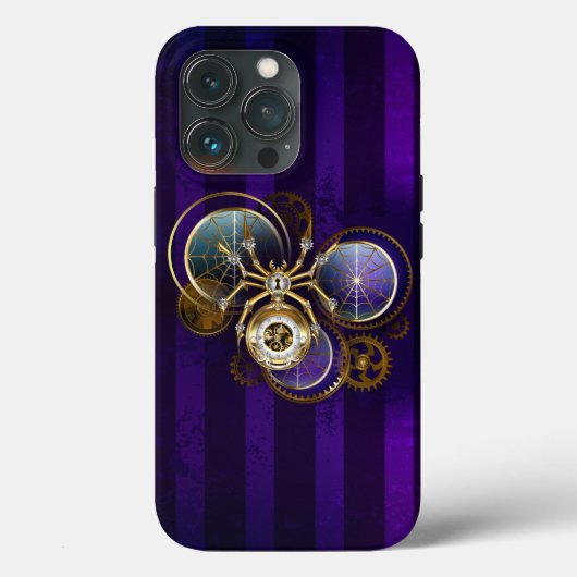 Steampunk Spider op Paarse achtergrond Case-Mate iPhone Case (Achterkant)