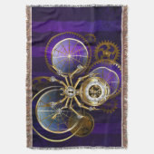 Steampunk Spider op Paarse achtergrond Deken (Voorkant Verticaal)
