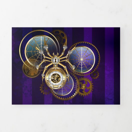 Steampunk Spider op Paarse achtergrond Drieluik Aankondiging (Cover)