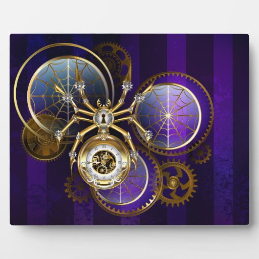 Steampunk Spider op Paarse achtergrond Fotoplaat (Voorkant)