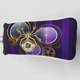 Steampunk Spider op Paarse achtergrond Golfheadcover