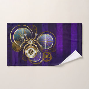 Steampunk Spider op Paarse achtergrond Handdoek