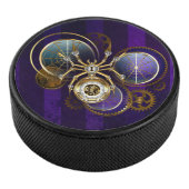 Steampunk Spider op Paarse achtergrond Hockey Puck (3/4)