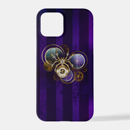 Steampunk Spider op Paarse achtergrond iPhone Hoesje (Achterkant)