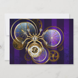 Steampunk Spider op Paarse achtergrond Kaart