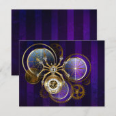 Steampunk Spider op Paarse achtergrond Kaart (Voorkant / Achterkant)