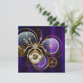 Steampunk Spider op Paarse achtergrond Kaart (Staand voorkant)