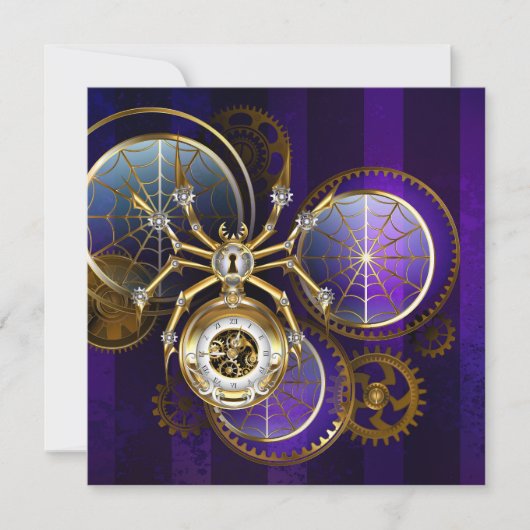 Steampunk Spider op Paarse achtergrond Kaart (Voorkant)