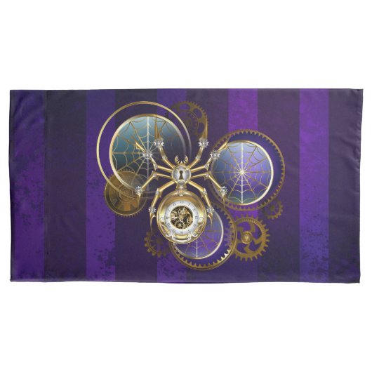 Steampunk Spider op Paarse achtergrond Kussensloop (Voorkant)