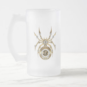 Steampunk Spider op Paarse achtergrond Matglas Bierpul