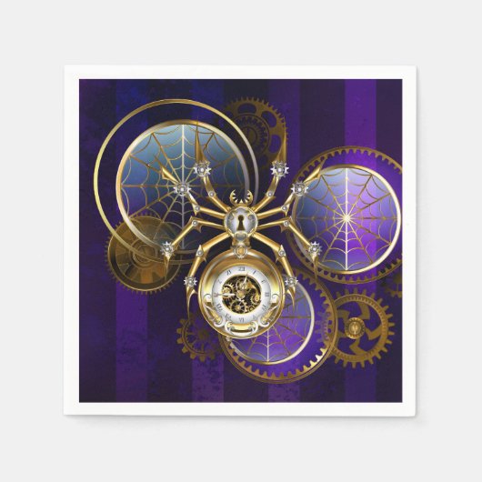 Steampunk Spider op Paarse achtergrond Servet (Voorkant)