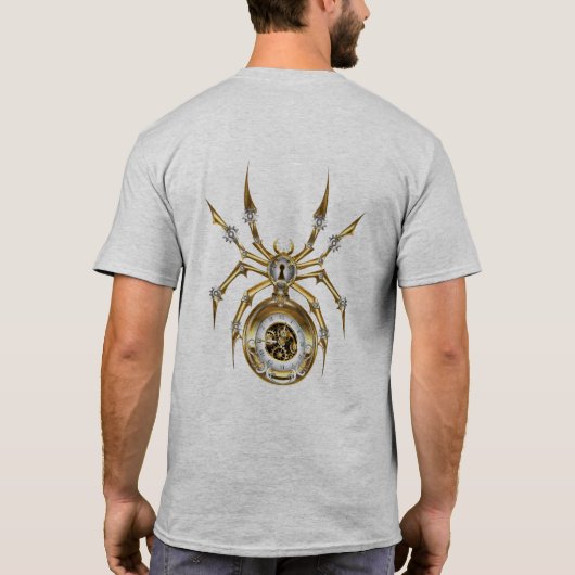 Steampunk Spider op Paarse achtergrond T-shirt (Achterkant)