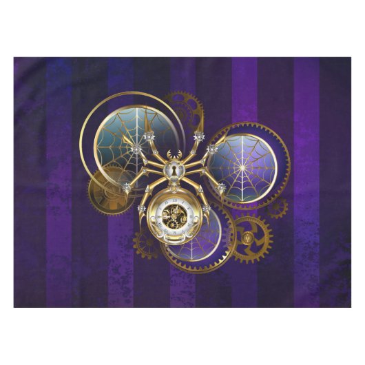 Steampunk Spider op Paarse achtergrond Tafelkleed (Voorkant (Horizontaal))