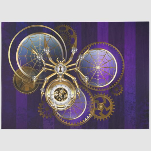 Steampunk Spider op Paarse achtergrond Tissuepapier (Voorkant)