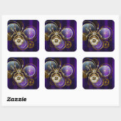 Steampunk Spider op Paarse achtergrond Vierkante Sticker (Vel)