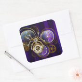 Steampunk Spider op Paarse achtergrond Vierkante Sticker (Envelop)