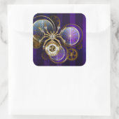 Steampunk Spider op Paarse achtergrond Vierkante Sticker (Tas)