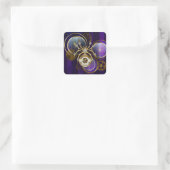 Steampunk Spider op Paarse achtergrond Vierkante Sticker (Tas)